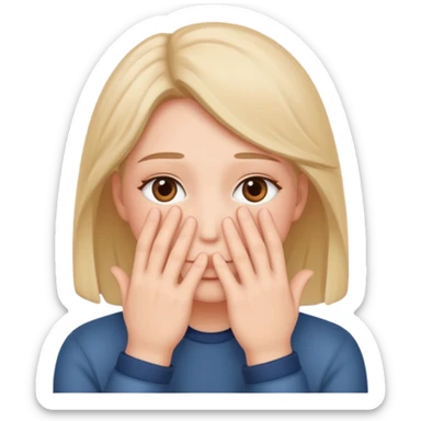 Standard smiley emoji blushing and hiding face with hands sticker