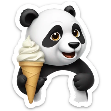 Panda eating ice cream sticker