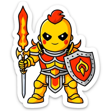 Emperor of Mankind from Warhammer 40K with golden armor and a large flaming sword sticker