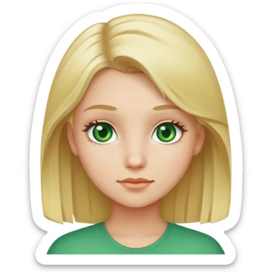 A girl with blonde hair and green eyes sticker