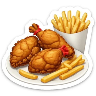 Fried chicken with fries sticker