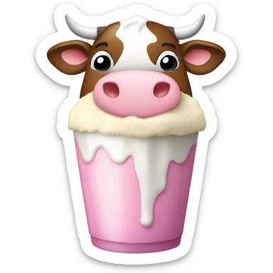 fat cow having milkshake sticker