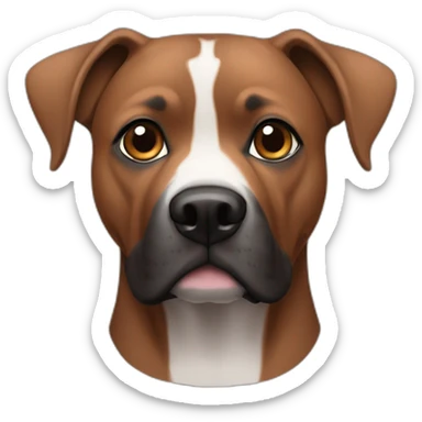 brown pitbul with black and white snout and pointy ears sticker