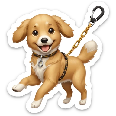 dog, double leash sticker
