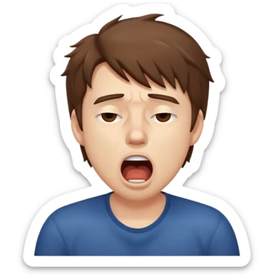 Weak man with disheveled hair yawning sticker