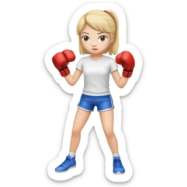 girl boxing with shirt on full body cuter outfit sticker