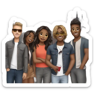 4 friends in london sticker