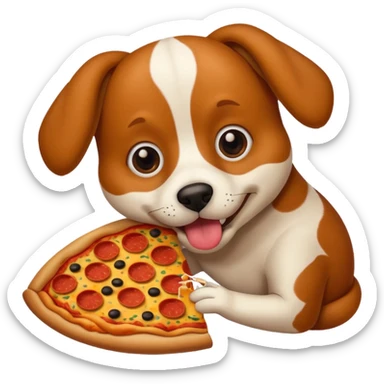 dog eating a pizza sticker