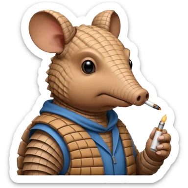 curious hacker armadilloarmadillo smoking cigarette whos always coding 24/7 sticker
