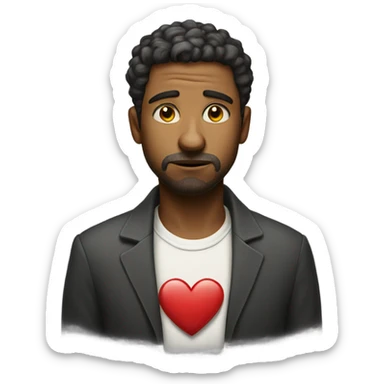 A sad man who accepts love is not in the cards for him sticker