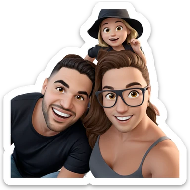 happy girl with boys sticker