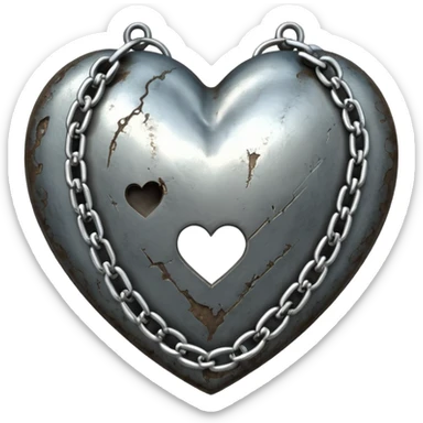 heart with a chain and grunge texture sticker