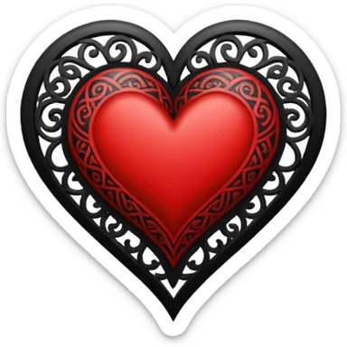 Black and red heart tattoo style sticker