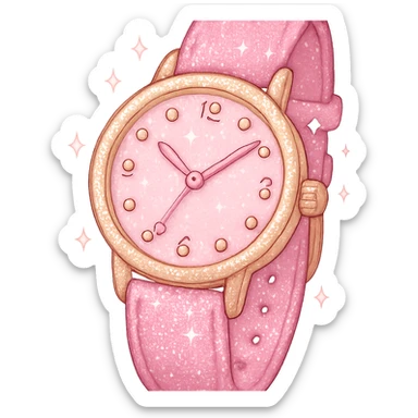 girly sparkling watch, cute, shiny, no background sticker