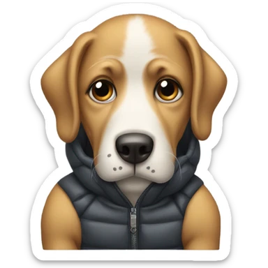 Make me a dog with a puffer jacket sticker