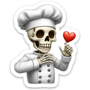 skeleton Chef's Kiss Pinched Finger heart sticker