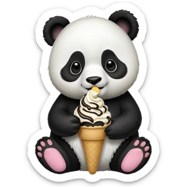 Panda eating ice cream sticker