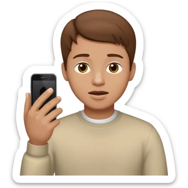man with brown hair sending a voice message on the smartphone sticker
