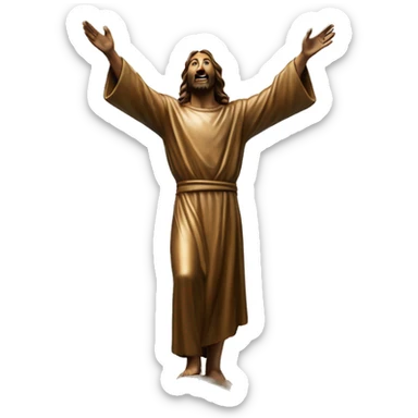 christ reaching up to sky flying bronze sticker