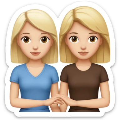 blonde and brunette women holding hands sticker
