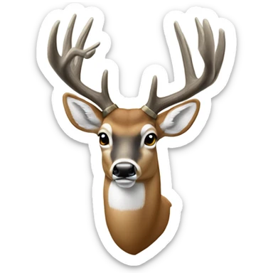 Whitetail buck holding a shotgun sticker