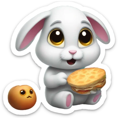 cute rabbit Lost in the scary forest having breakfast sticker