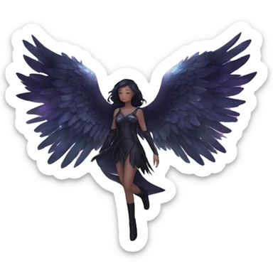 Ethereal galaxy constellation girl angel raven wings black wings arrow sticker