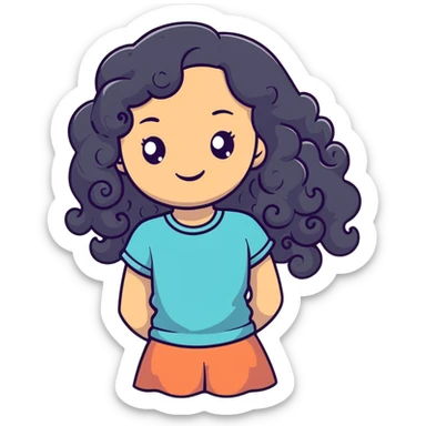 pretty black girl with long curly hair sticker