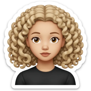 a girl looking off to the side, kind of looks like olivia rodrigo but with 3B curls sticker