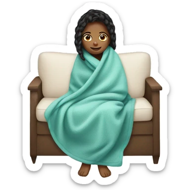 Girl covered by cozy blanket sticker
