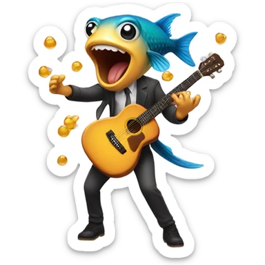 Guitar fish dance female throwing up honey hot book sticker