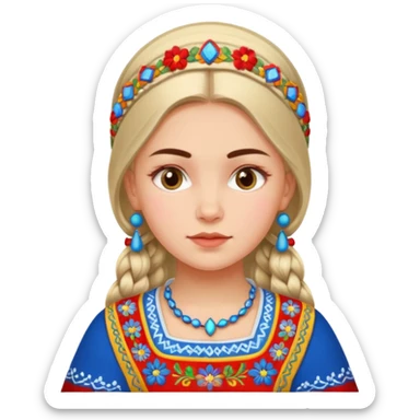 Russian Slavic girl in traditional dress sticker