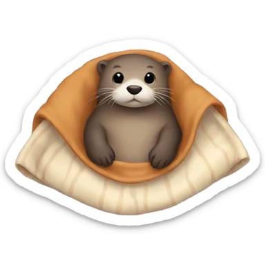 otter cozy in blanket sticker