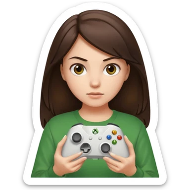 Brunette girl holding Xbox controller  sticker