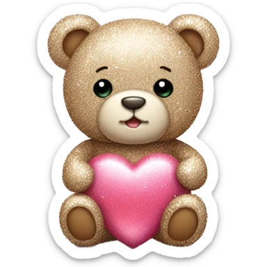 Teddy with heart and glitter cute sticker