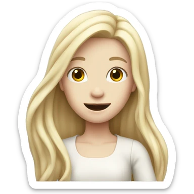 Pale girl with long hair waving sticker