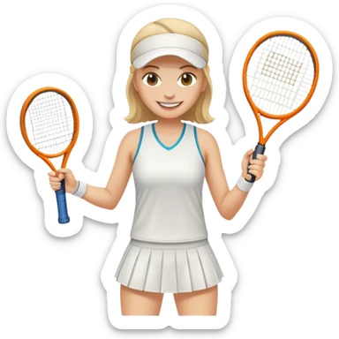 white female play tennis sticker