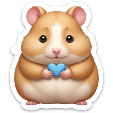Cute chubby cartoon-style hamster blushing heavily, shy expression, as if looking at crush. Painterly shading, white background, sticker-style illustration sticker