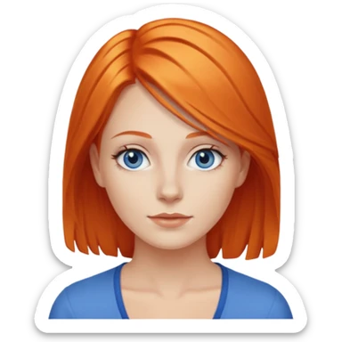 27 year old white woman, orange hair, blue eyes sticker