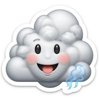 Cloud with smiley face and smoke aura sticker
