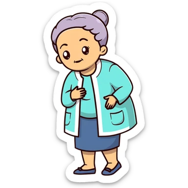 Full body view of a Black mother with Alzheimer's disease who has a 19-year-old child, gentle posture, slightly confused expression, comfortable clothing sticker