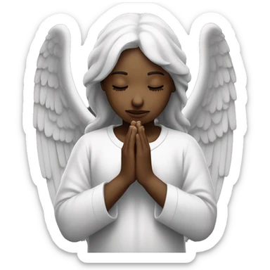 bw siple angel praying with closed eyes sticker