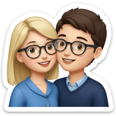 boy with spects kissing a girl sticker