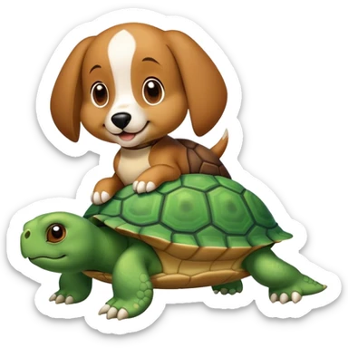 Un chien qui est sur une tortue sticker