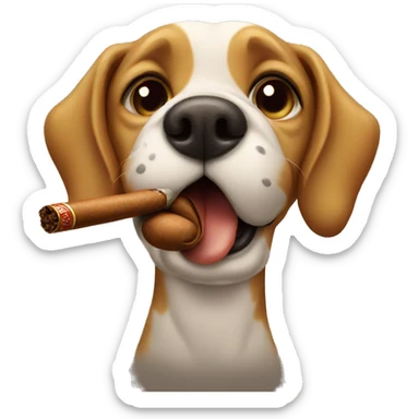 Dog with cigar sticker