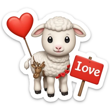 Lamb holding a sign that says “I Love You 🐍” sticker