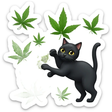 Black cat with weed sticker