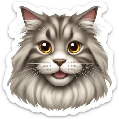 cute smiling maine coon cat sticker