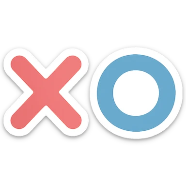 X and O icon, modern flat design, clean lines, subtle color accents, easily recognizable sticker