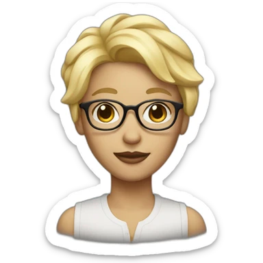 designer with glasses and short blonde hair sticker